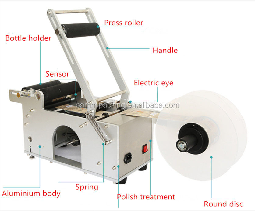 MT50 Semi-automatische Rundflaschen-Kennzeichnungsmaschine Semi-automatischer Etikettierer Semi-automatische Etikettiermaschine