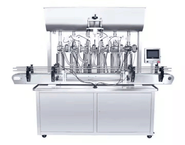 Inline 4 Düsen Flüssigkeitsfüllmaschine Automatische Überlauf Flüssigkeitsflaschenfüllmaschine für Getränkesäfte