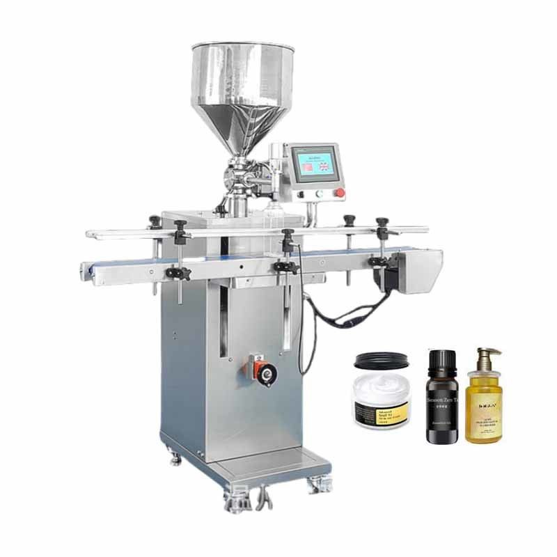 Automatische vertikale Flüssigpasten-Abfüllmaschine für Heißsoße, Saft und Honigverpackung mit Förderband CREME-Material