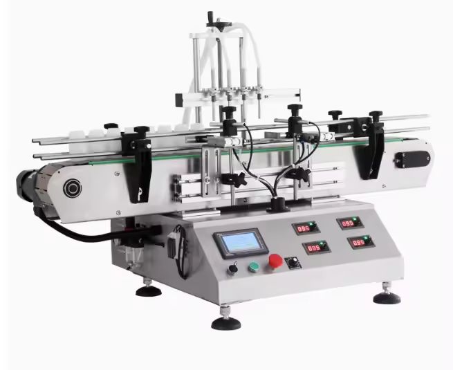 4-Kopf-Tisch-Automatik-Magnetpumpen-Flüssigkeitsabfüllmaschine für Saft, Wasser, Öl