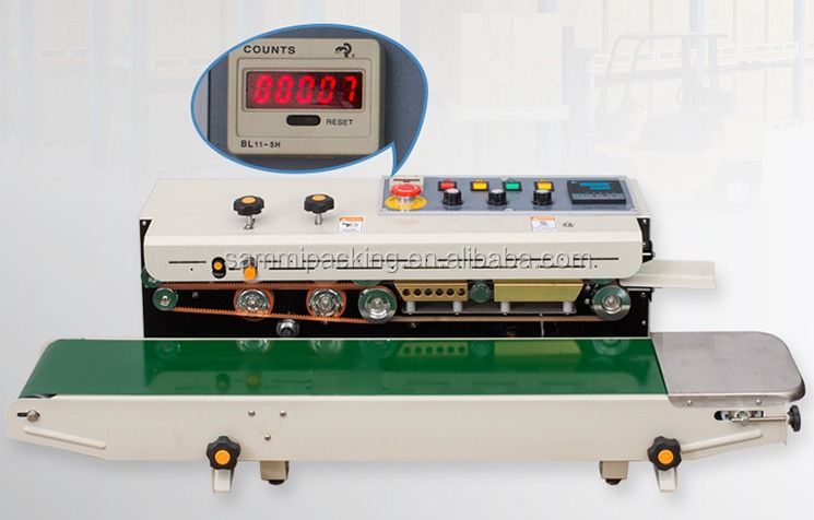 Hochgeschwindigkeits-Banddichtungsmaschine FR900C - Plastiktütendichtungsmaschine mit Zähler, Wärmeditiermaschine für Lebensmittelverpackungen