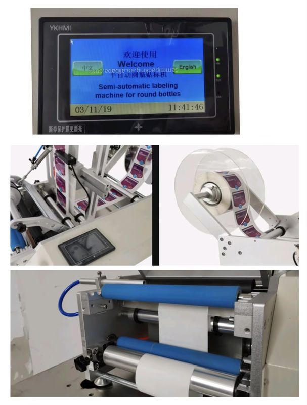 Hochwertige Doppelseitige Etikettiermaschine, Tischplatten-Etiketten-Applikator für runden Tank/Flasche mit Zählfunktion