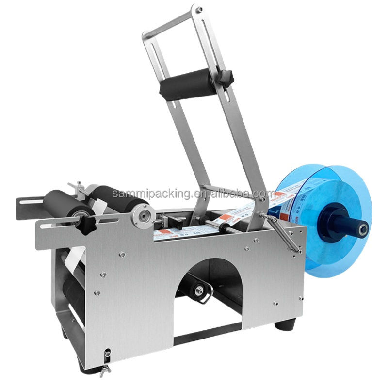 Halbautomatischer Handschuh PET Glas Plastik Wasserflasche Wein Tin Dosen Etikettier Applikator Neuer Zustand Etikettiermaschine für Kosmetika