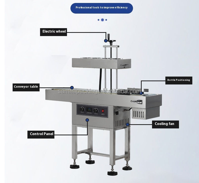 Kontinuierlicher automatischer Kunststoffflaschen-Schraubverschluss-Versiegeler, neue Aluminiumfolien-Induktionsversiegelungsmaschine, Luftkühlung, Deckelverpackungsmaschinen