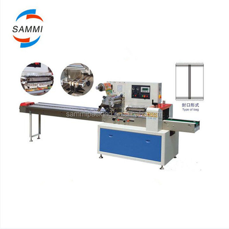 Einfach zu bedienende automatische Kissenverpackungsmaschine, breite Anwendung für Brot, Obst, Gemüse, Werkzeuge, Flow-Packmaschine, Burger, Keks, Keks