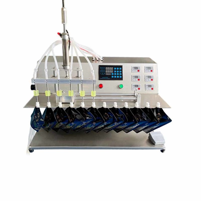 2025 Neue Doppeldüsen Flüssigwasser-Spout-Tasche Füllmaschine Stehen Sie auf Düsenbeutel Halbautomatischer Füll- und Versiegelungsgerät