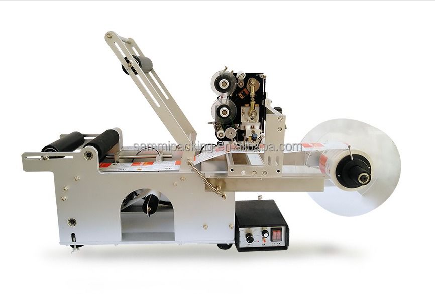 Semi-automatischer Rundflaschen-Etikettierer, Etikettiermaschine mit Produktionsdatum, Chargennummer-Code-Druck