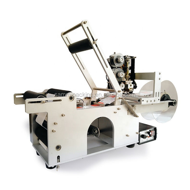 Top-Qualität MT-50D Halbautomatische Runde Flasche/Glas Etikettiermaschine mit Hot Stamp Coder