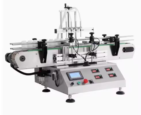 4-Kopf-Tisch-Automatik-Magnetpumpen-Flüssigkeitsabfüllmaschine für Saft, Wasser, Öl