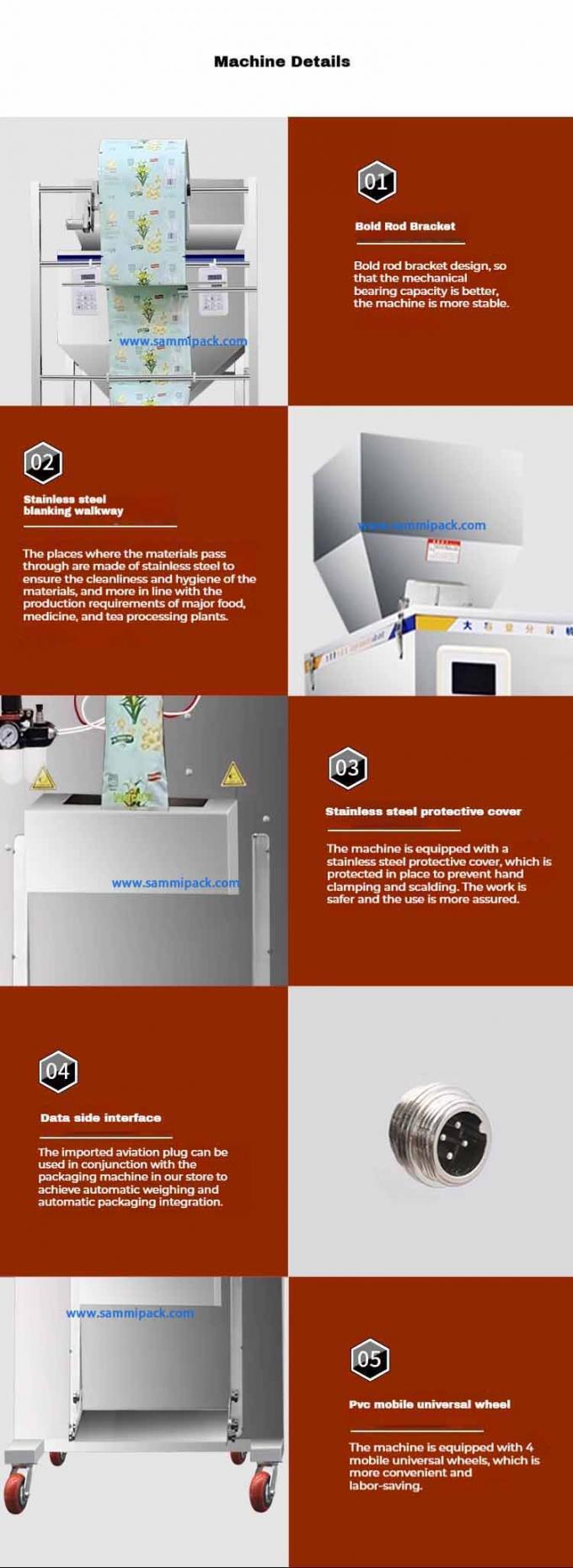 Multifunktionale Doppelkopf-Zuckerfüllmaschine Kaffeebohnen-Wägungspakemaschine 500g 1000g 450*470*1750MM Ware 5